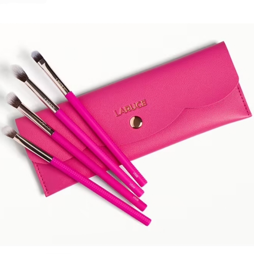 LARUCE BEAUTY Kayla 4-Piece Eye Makeup Brush Set With Pink Case